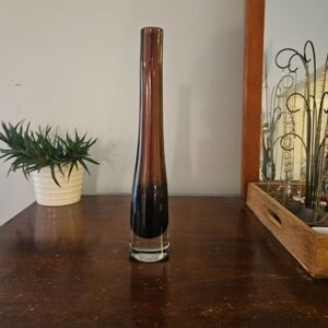 Vintage Brown Blown Glass Vase